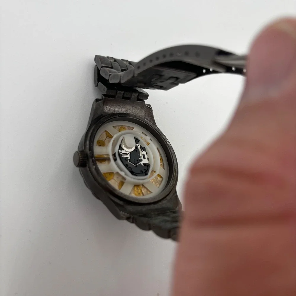 FMD Wristwatch Men OS‎ Gunmetal Good FMDPU011 Japan Movt Metal Link Band
